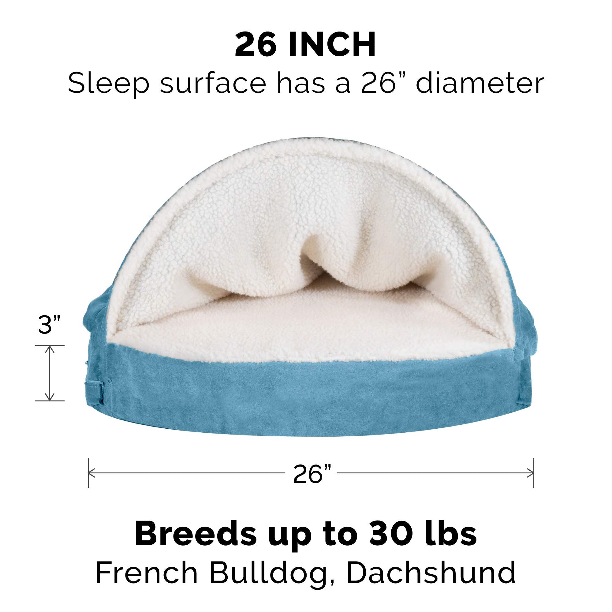 Furhaven 26' Round Memory Foam Dog Bed For Medium/Small Dogs W/ Removable Washable Cover, For Dogs Up To 30 Lbs - Sherpa & Sued
